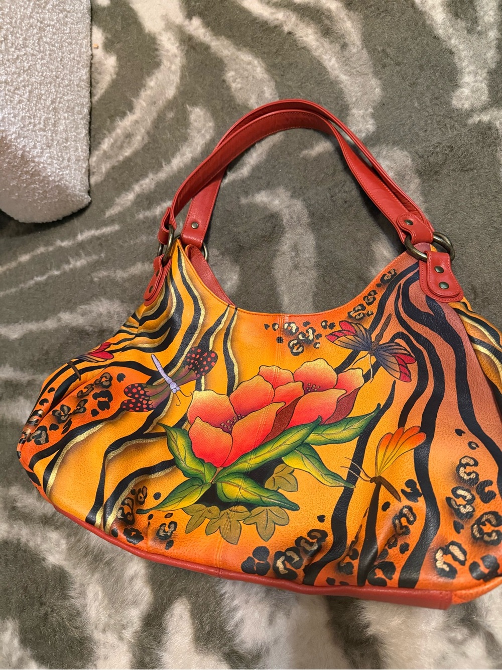Anuschka hand-painted leather hobo shoulder bag